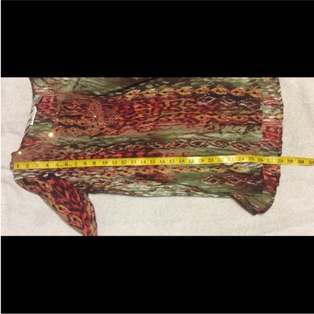 REBECCA MALONE Bright Fall Colored BLOUSE With SPARKLING Sequins Size SMALL - Picture 8 of 11